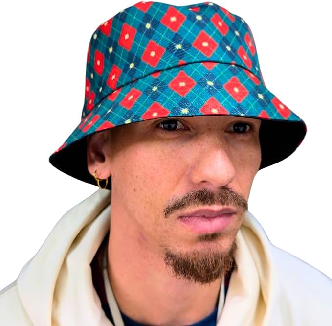 Green & Red Scottish Plaid Reversible Bucket hat by Tribe Afrique - Tribe Afrique