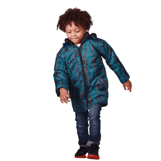 Green Sotho Kids African Jacket with removable hood Tribe Afrique