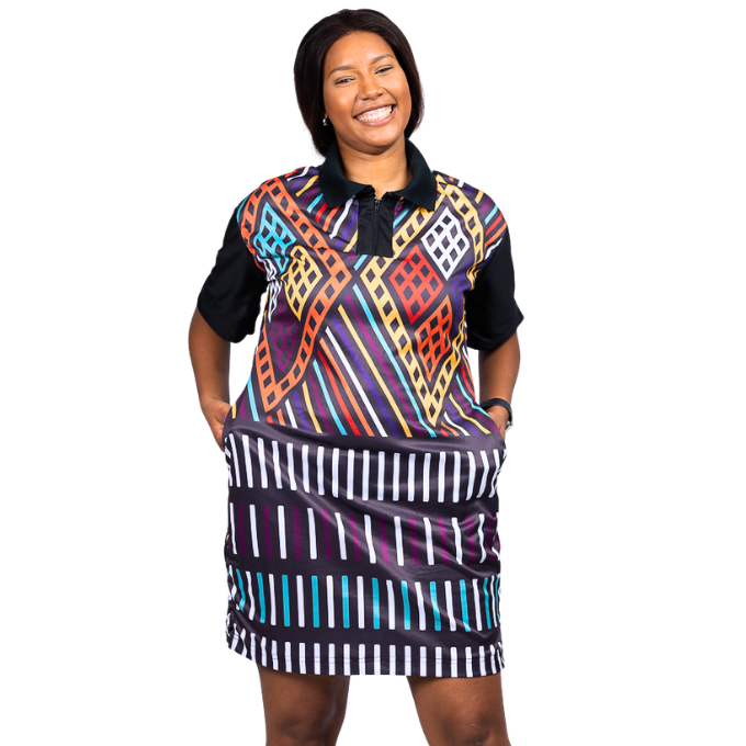 Ubuhle Ndebele African Golfer Dress by Tribe Afrique