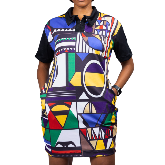 Umgwalo Ndebele African Golfer Dress by Tribe Afrique