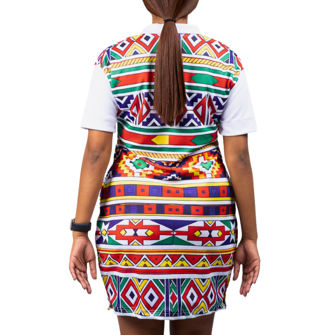 Orange Ndebele African Golfer Dress by Tribe Afrique