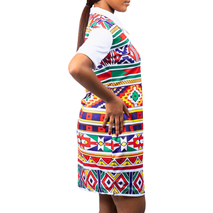 Orange Ndebele African Golfer Dress by Tribe Afrique