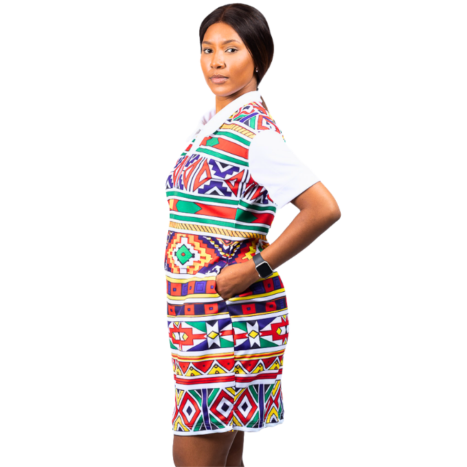 Orange Ndebele African Golfer Dress by Tribe Afrique