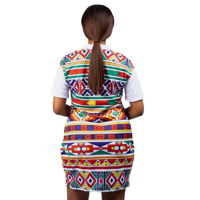 Orange Ndebele African Golfer Dress by Tribe Afrique