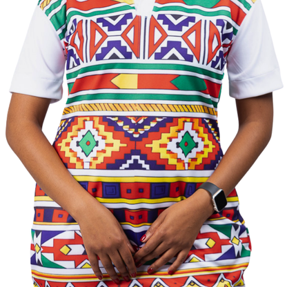 Orange Ndebele African Golfer Dress by Tribe Afrique