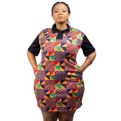 Obesebea Kente African Golfer Dress by Tribe Afrique