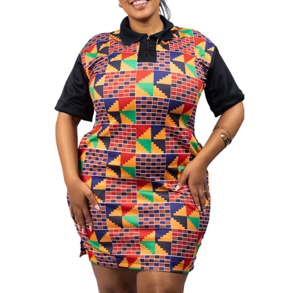 Obesebea Kente African Golfer Dress by Tribe Afrique