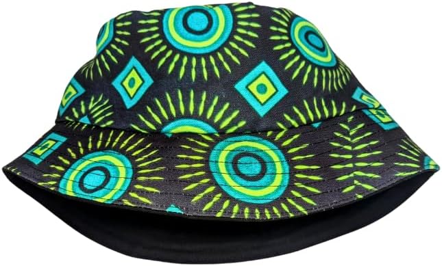 Adult size - Green Shweshwe Ahanta Bucket hat by Tribe Afrique - Tribe Afrique