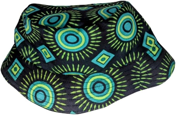 Adult size - Green Shweshwe Ahanta Bucket hat by Tribe Afrique - Tribe Afrique