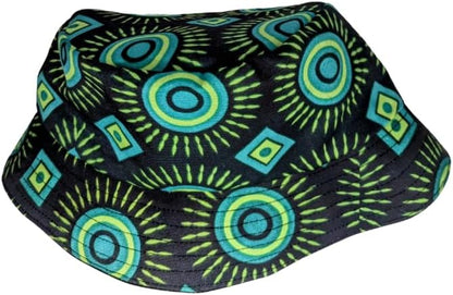 Adult size - Green Shweshwe Ahanta Bucket hat by Tribe Afrique - Tribe Afrique
