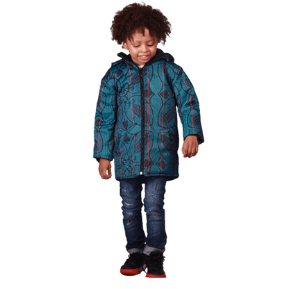Green Sotho Kids African Jacket with removable hood Tribe Afrique
