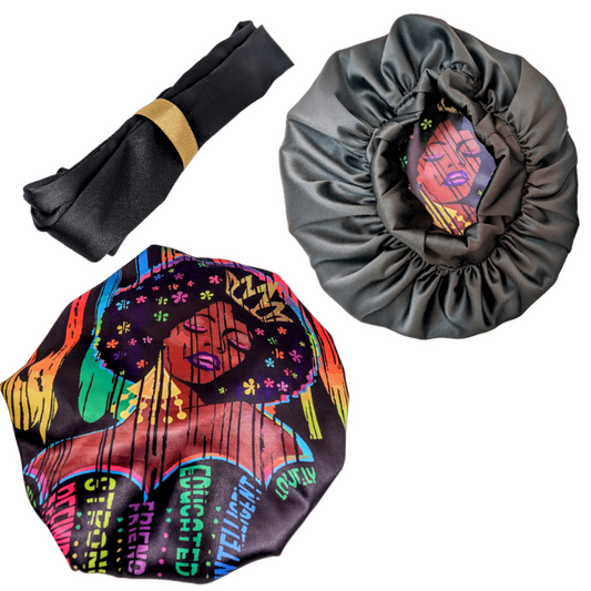 Languza Affirmations African Satin Bonnet by Tribe Afrique - Tribe Afrique