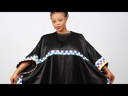 Amabhinca on Black Satin African Bubu Dress by Tribe Afrique (Kaftan)