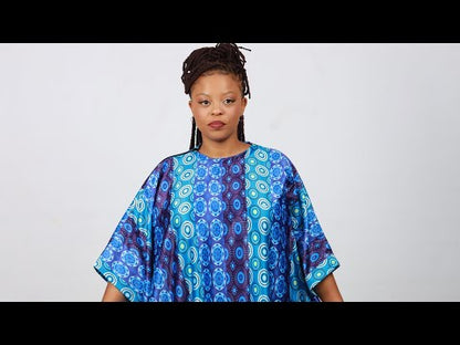 Blue Shweshwe Inspired African Bubu Dress by Tribe Afrique (Kaftan)