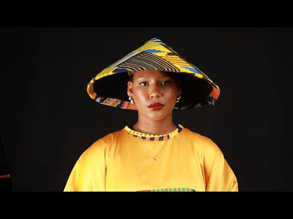 Kente on Yellow Satin Bubu Dress by Tribe Afrique (Kaftan)