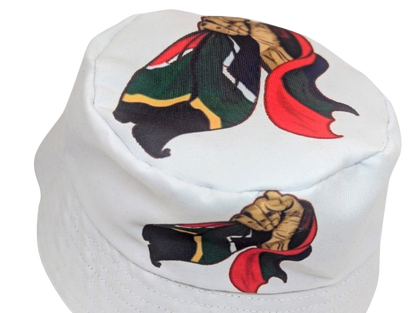 White Freedom African Bucket Hats by Tribe Afrique - Tribe Afrique