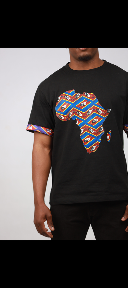 Blue Swati Africa Map Shirt by Tribe Afrique