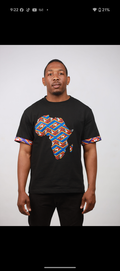 Blue Swati Africa Map Shirt by Tribe Afrique