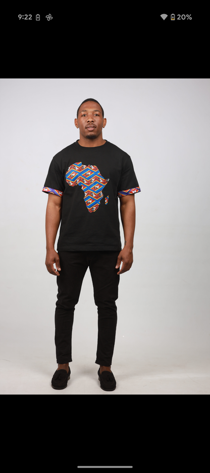 Blue Swati Africa Map Shirt by Tribe Afrique