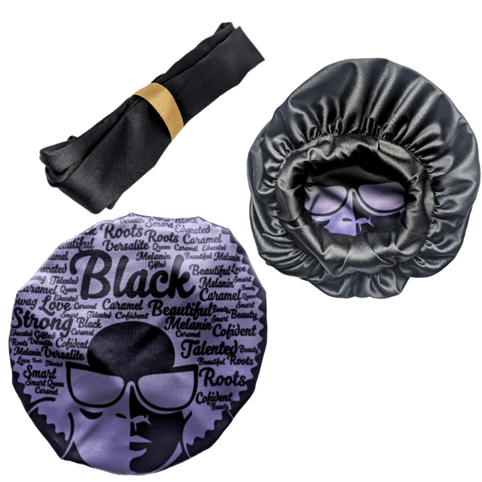 Black is supercool Affirmation Satin Bonnet by Tribe Afrique - Tribe Afrique