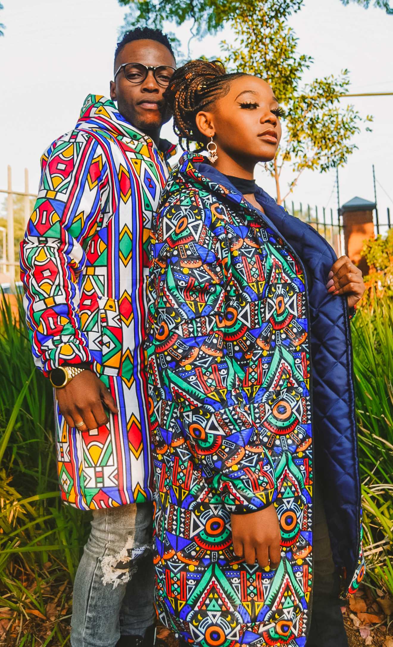 Blue Kai Extra Long Jacket with Removable hood Tribe Afrique