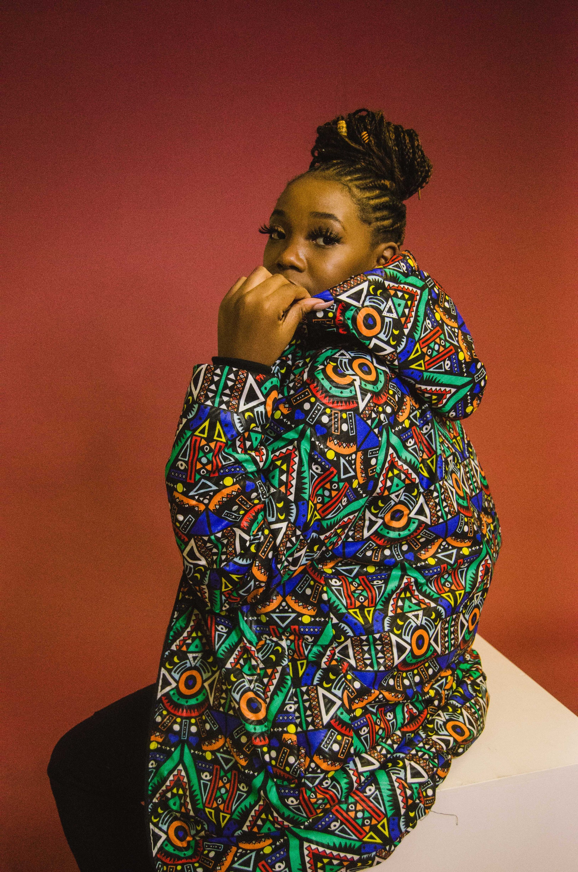 Blue Kai Extra Long Jacket with Removable hood Tribe Afrique