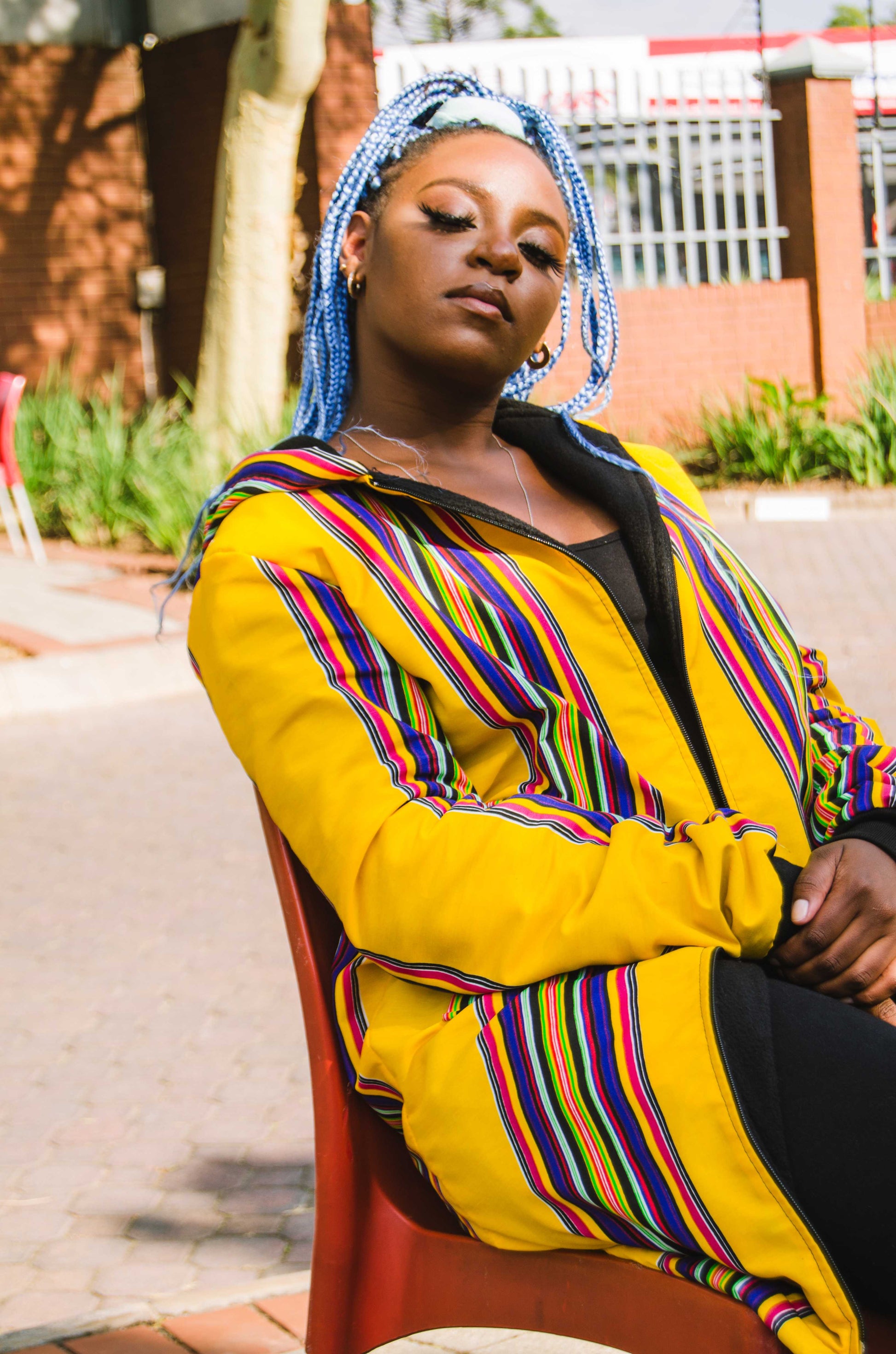 Yellow Venda Extra Long Jacket with Removable hood Tribe Afrique