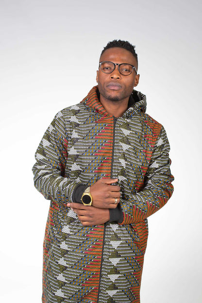 Mlindo Extra Long Jacket with Removable hood Tribe Afrique