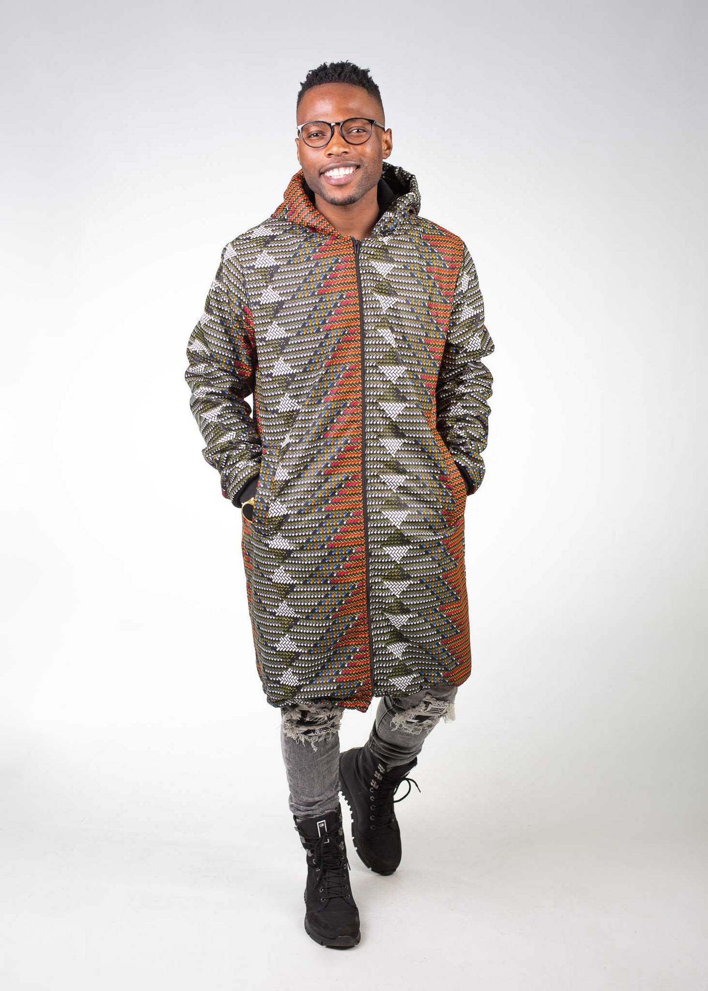 Mlindo Extra Long Jacket with Removable hood Tribe Afrique