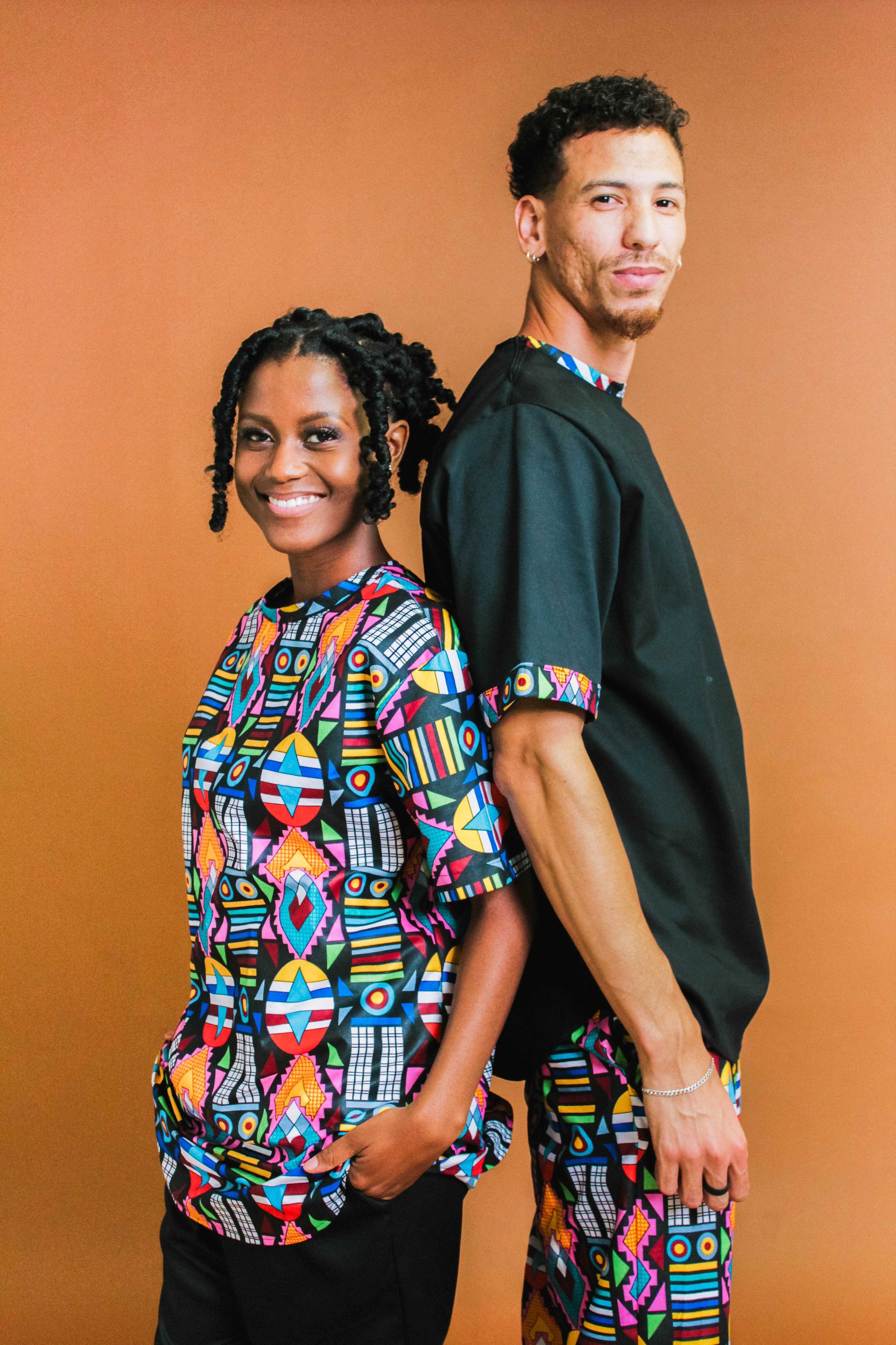 Patapaa Black Unisex Shirt with African Detailing by Tribe Afrique Tribe Afrique