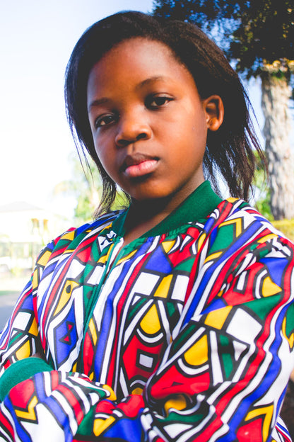 Ndebele African Bomber Jackets with Mask Tribe Afrique