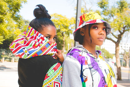 Orange Ndebele Hoodie by Tribe Afrique Tribe Afrique