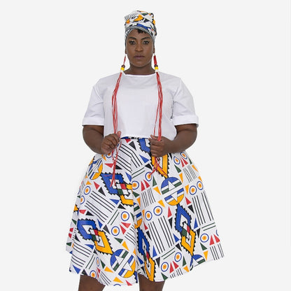 Ndebele Kese African Skirt with Matching Dook [HEADWRAP] Tribe Afrique