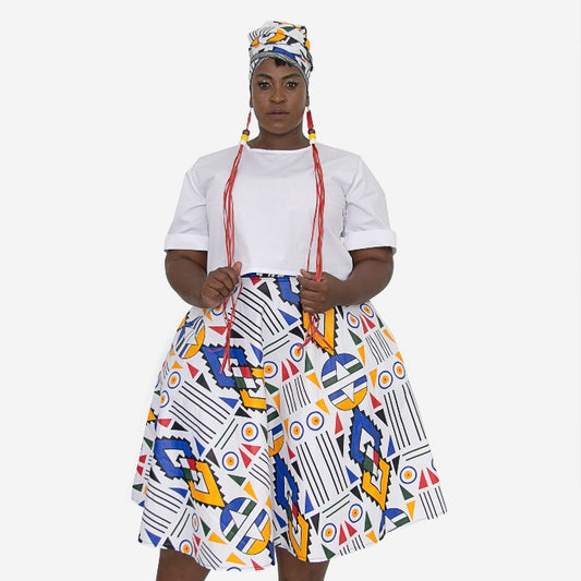 Ndebele Kese African Skirt with Matching Dook [HEADWRAP] Tribe Afrique
