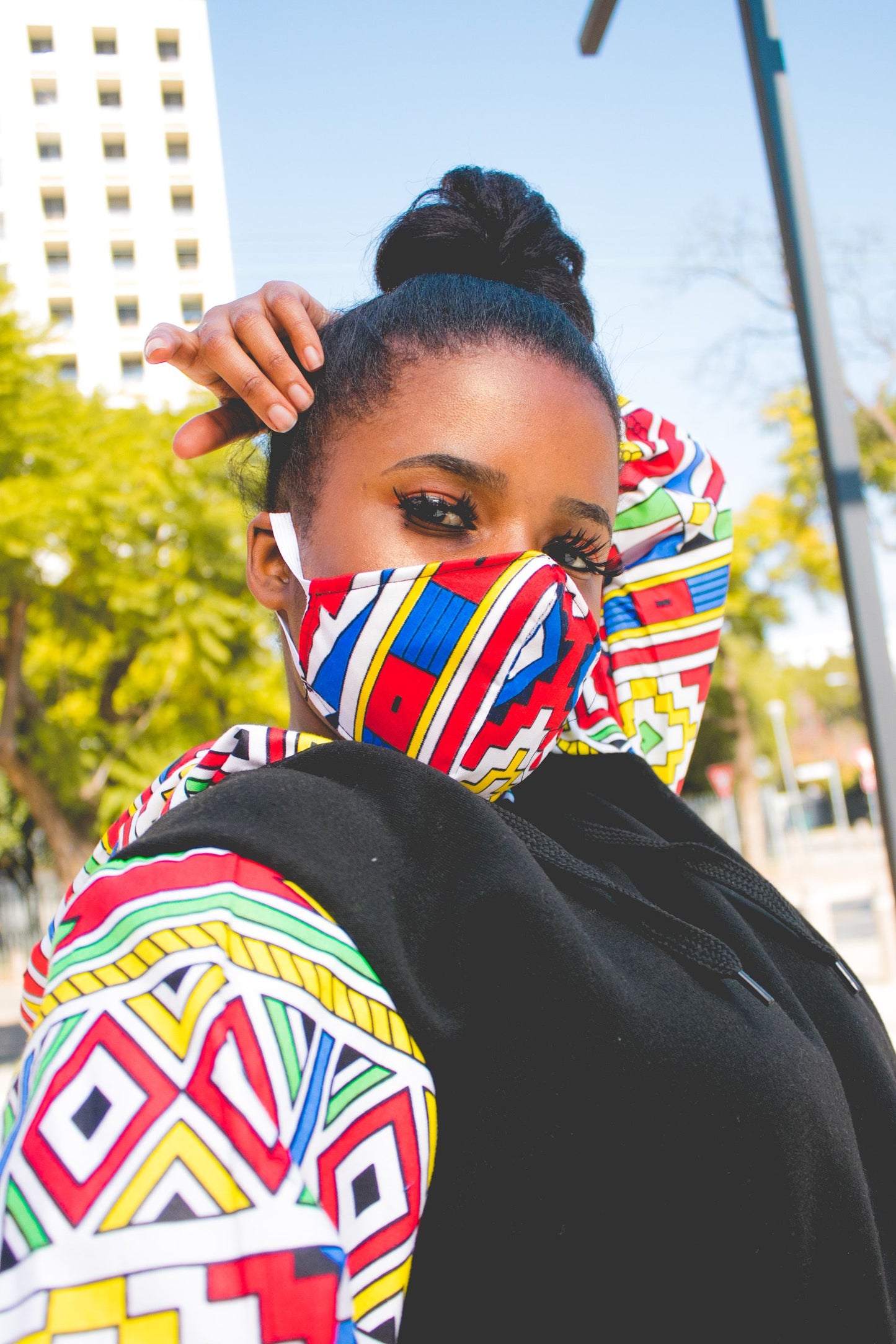 Orange Ndebele Hoodie by Tribe Afrique Tribe Afrique