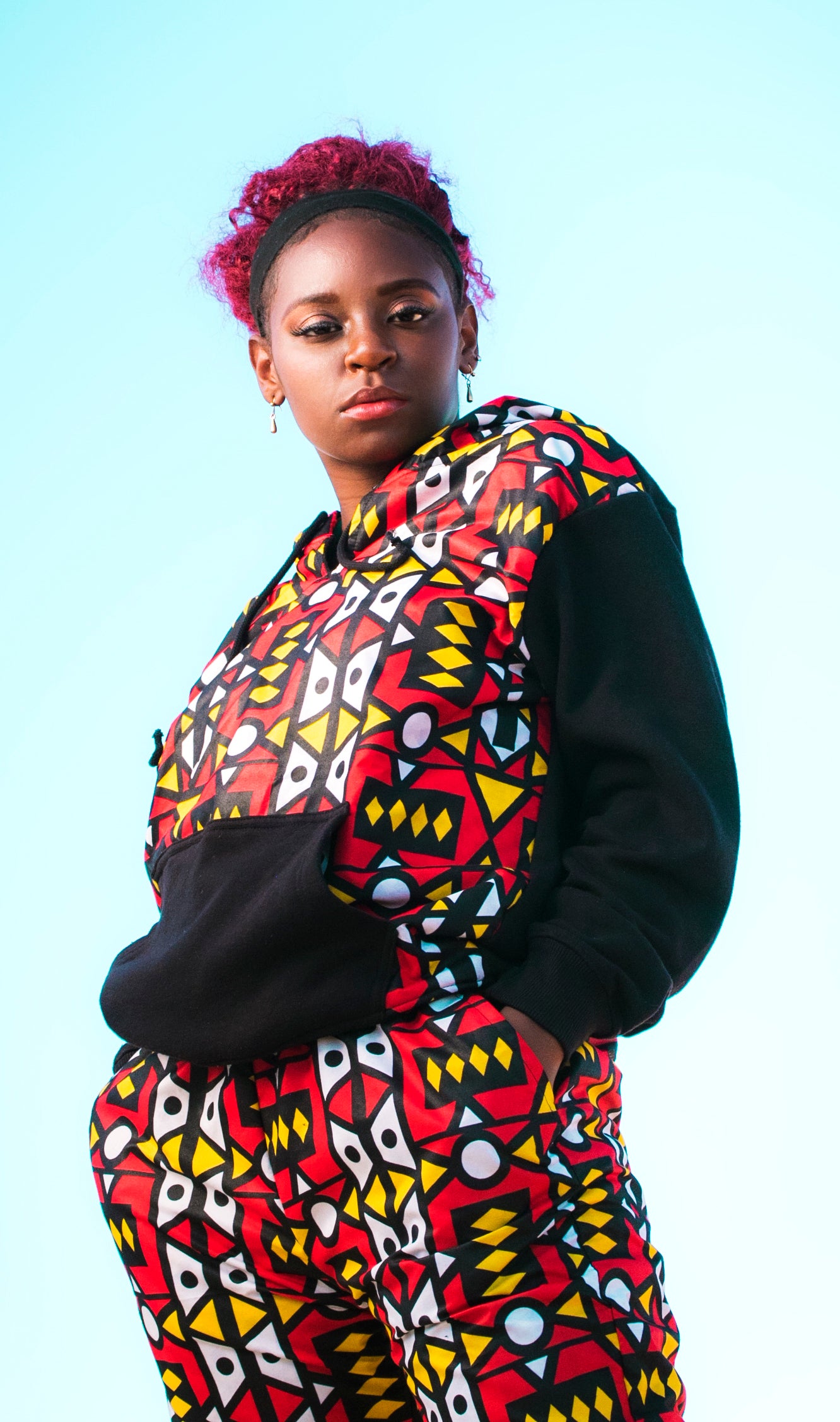 Full Black Ogya Hoodie with 3-Ply Mask Tribe Afrique