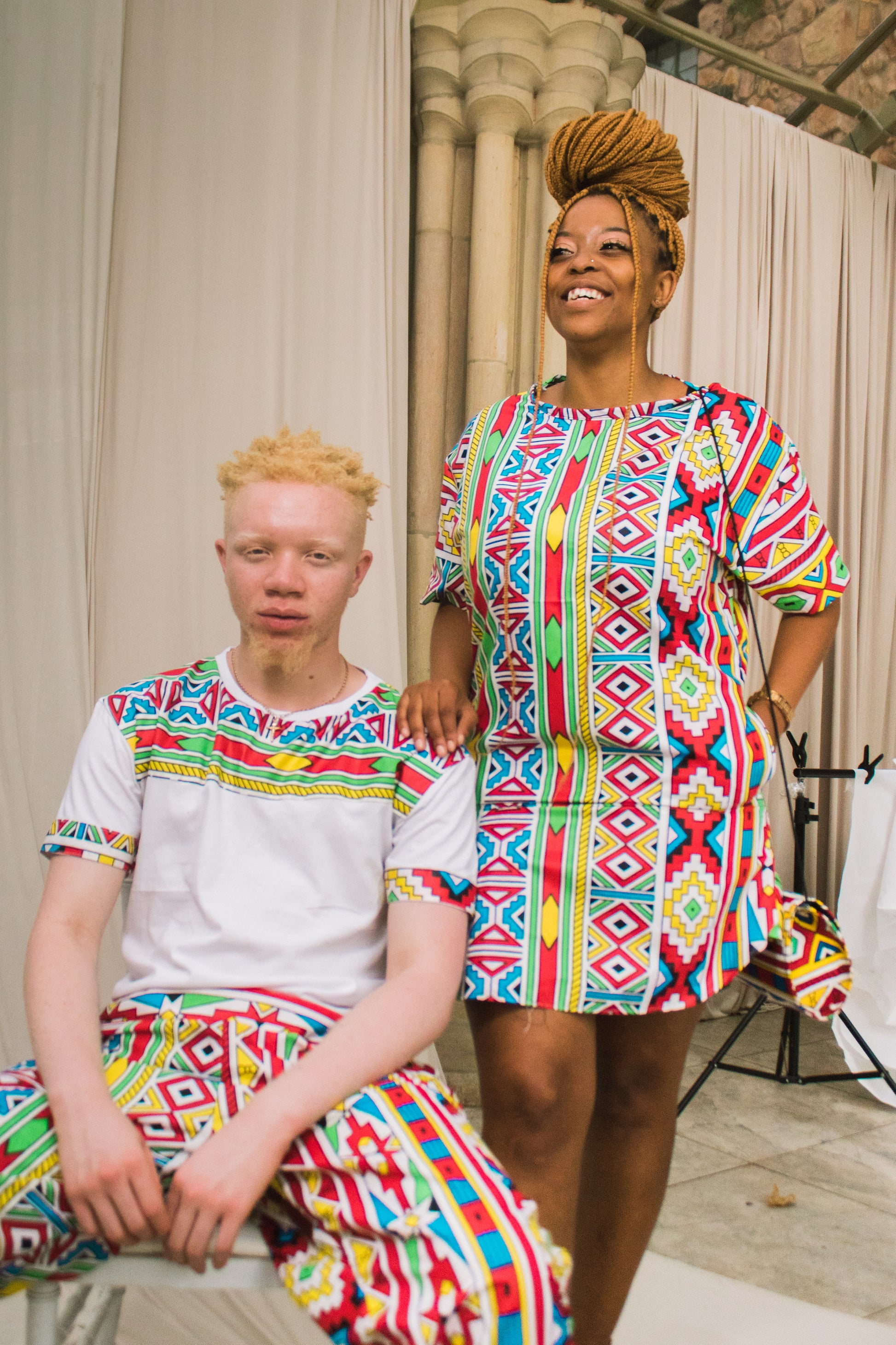 Orange Ndebele African Long Shirt by Tribe Afrique Tribe Afrique