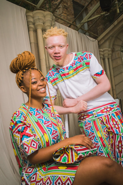 Orange Ndebele African Long Shirt by Tribe Afrique Tribe Afrique