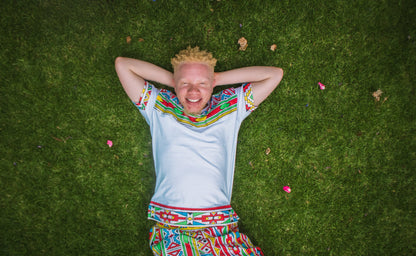 Orange Ndebele Shirt by Tribe Afrique with Matching Mask Tribe Afrique