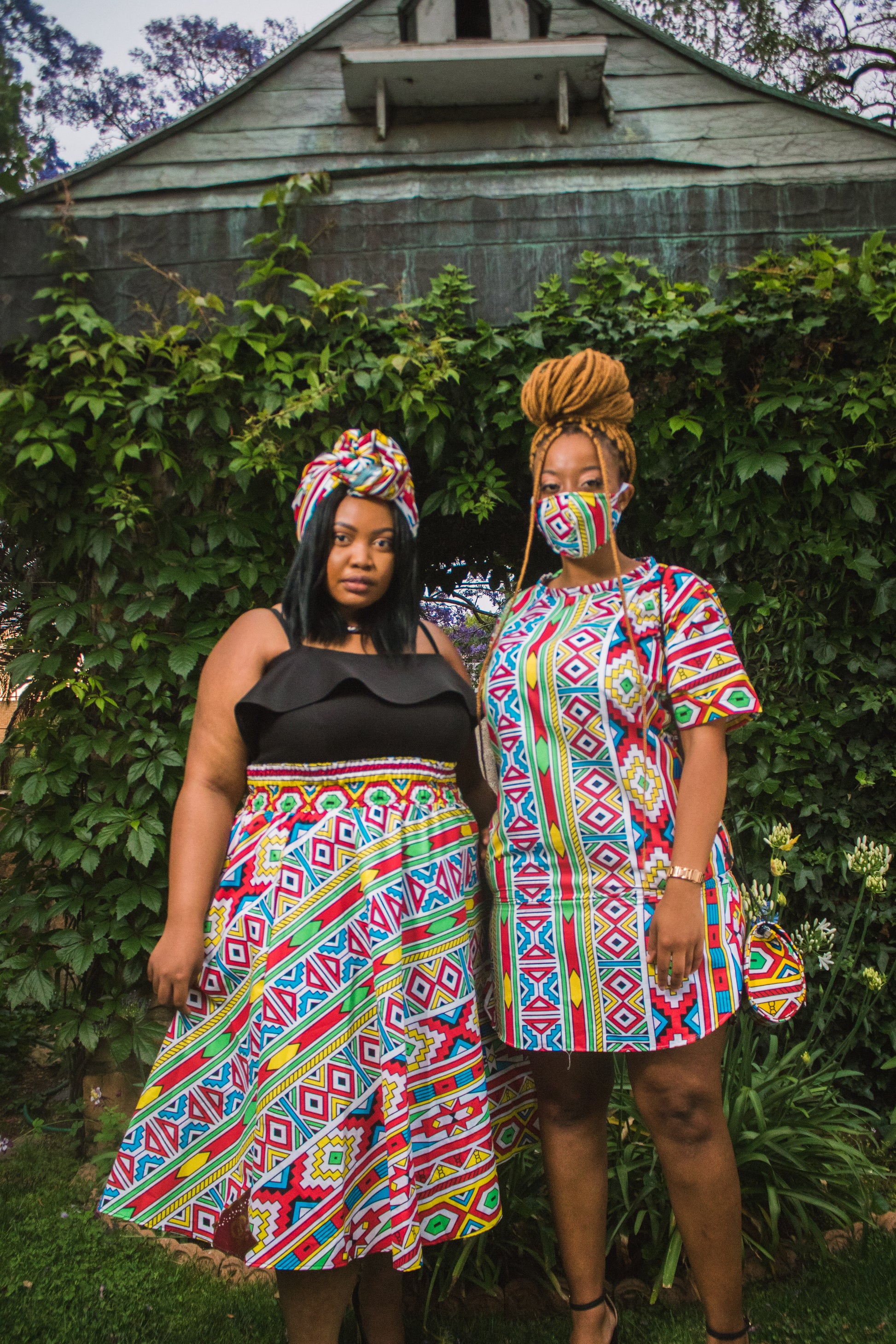 Orange Ndebele African Long Shirt by Tribe Afrique Tribe Afrique