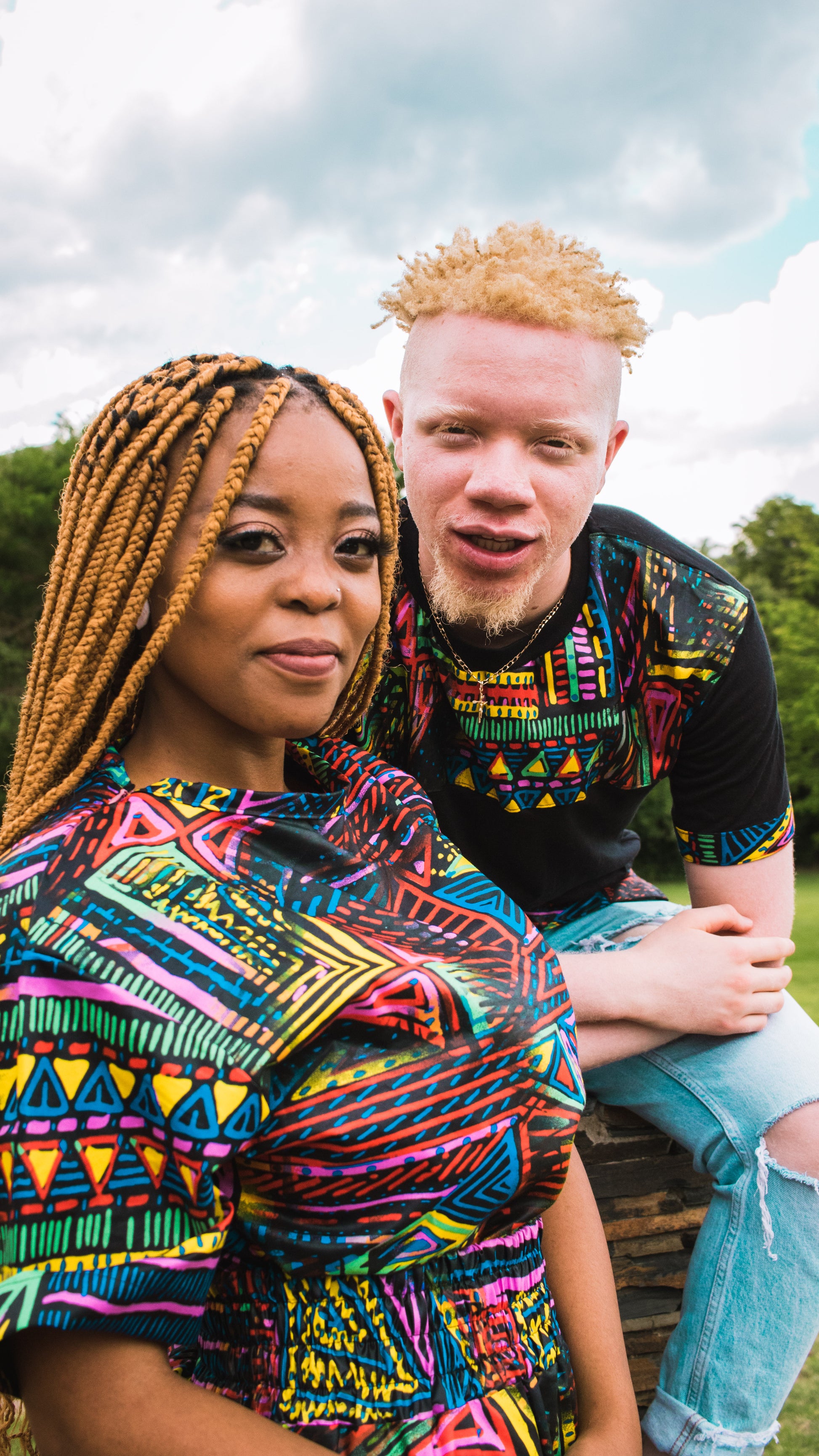 Goaso African Jika Shirt by Tribe Afrique with Matching Face Mask Tribe Afrique