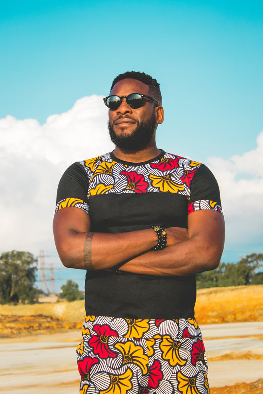 Menka Jika African Shirt by Tribe Afrique with Matching Mask Tribe Afrique