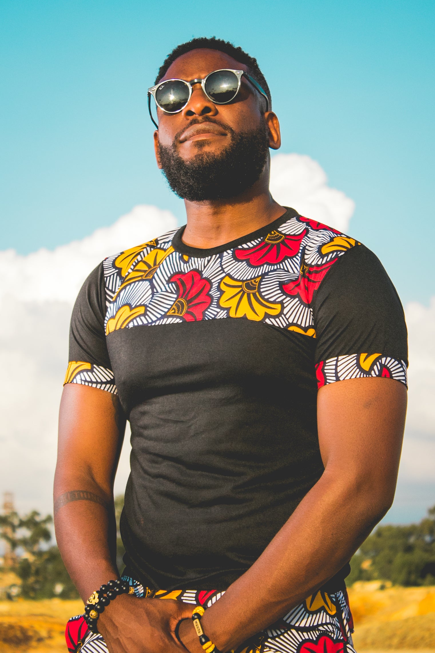 Menka Jika African Shirt by Tribe Afrique with Matching Mask Tribe Afrique