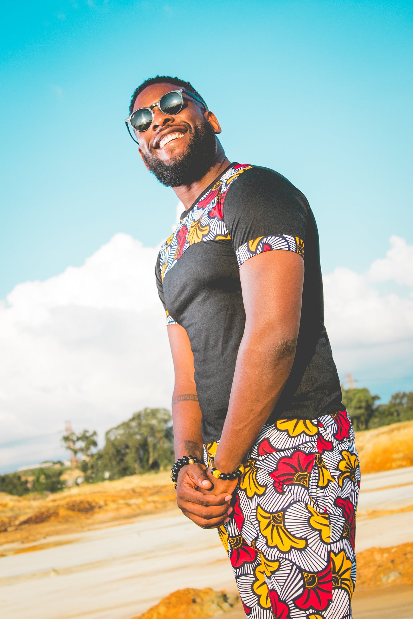 Menka Jika African Shirt by Tribe Afrique with Matching Mask Tribe Afrique