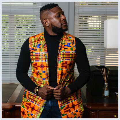 Kente Overcoat by Tribe Afrique. Tribe Afrique