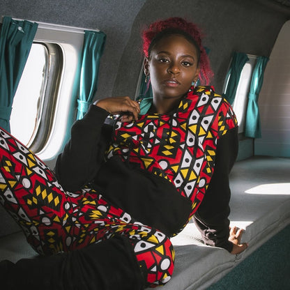 Full Black Ogya Hoodie with 3-Ply Mask Tribe Afrique