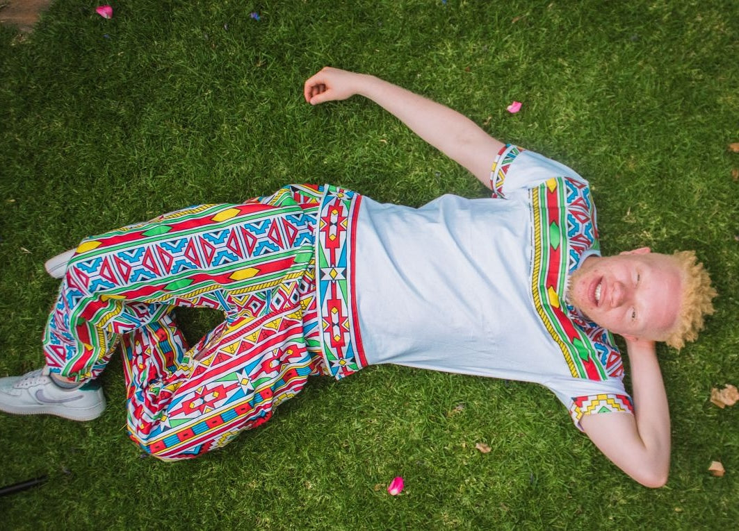Orange Ndebele Pants by Tribe Afrique (With Matching Mask) Tribe Afrique