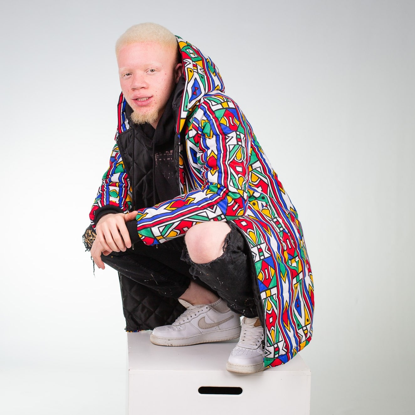 Full Ndebele Extra Long Jacket with Removable hood Tribe Afrique