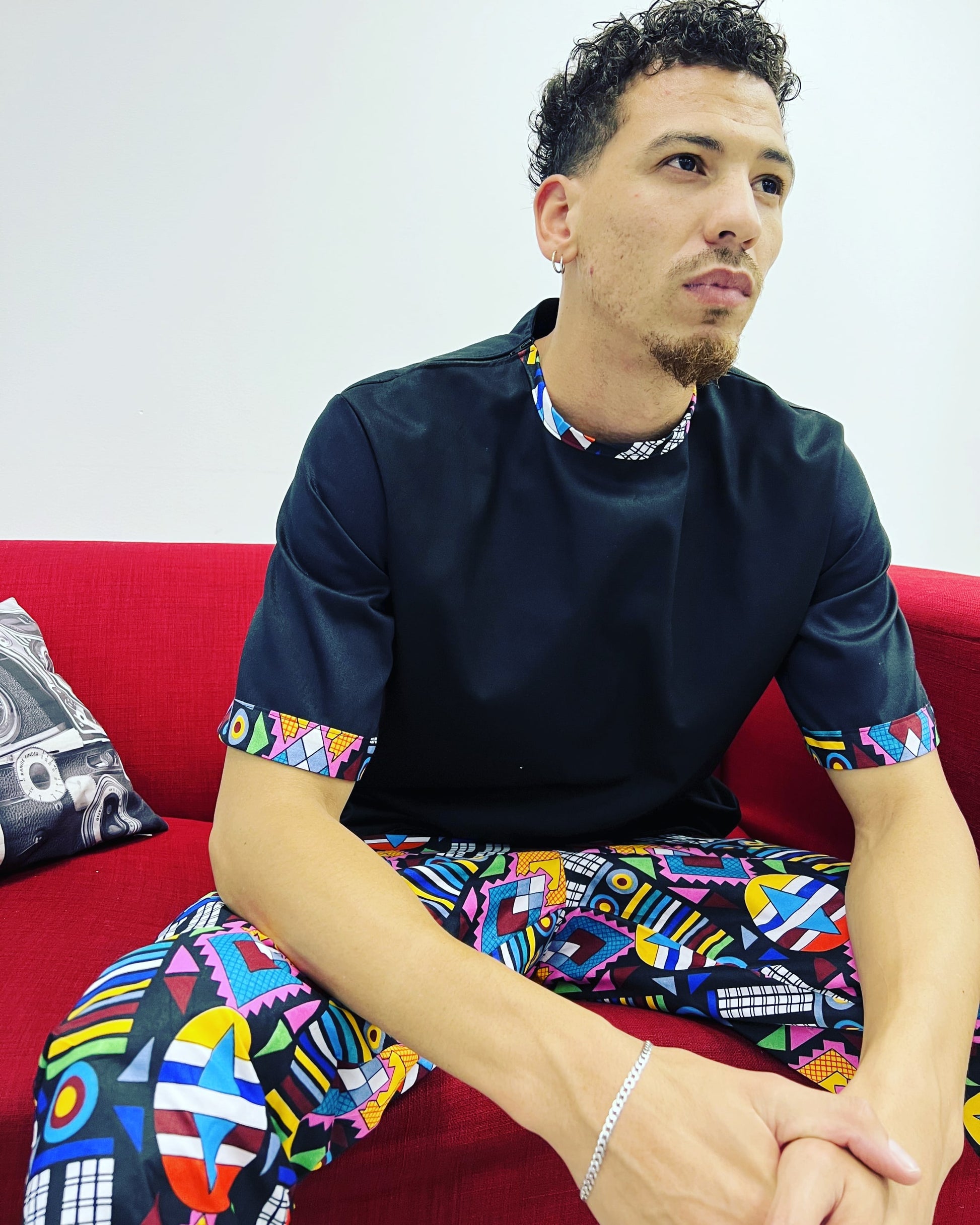 Patapaa Black Unisex Shirt with African Detailing by Tribe Afrique Tribe Afrique