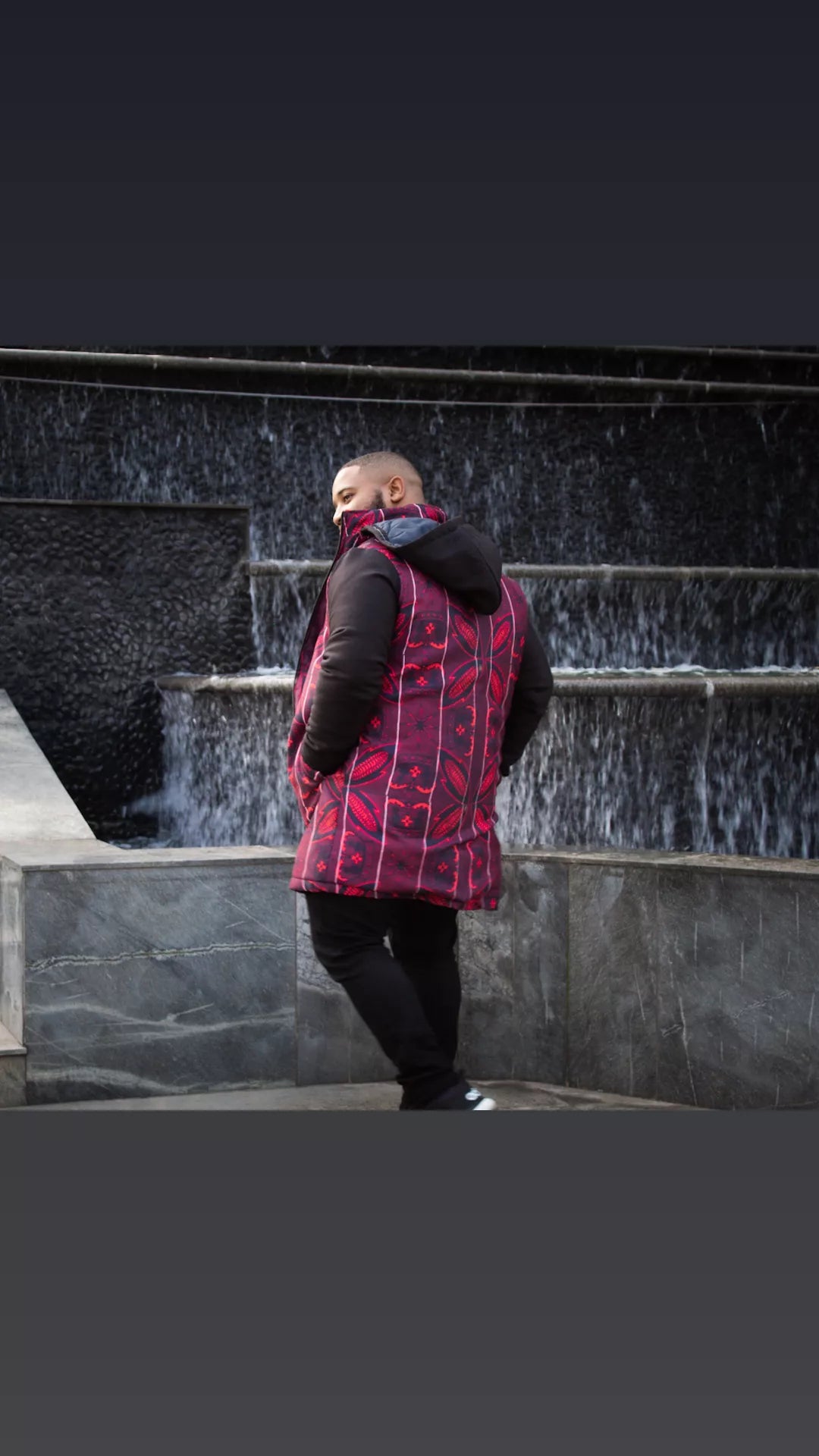 Red Sotho Jacket with Removable hood Tribe Afrique